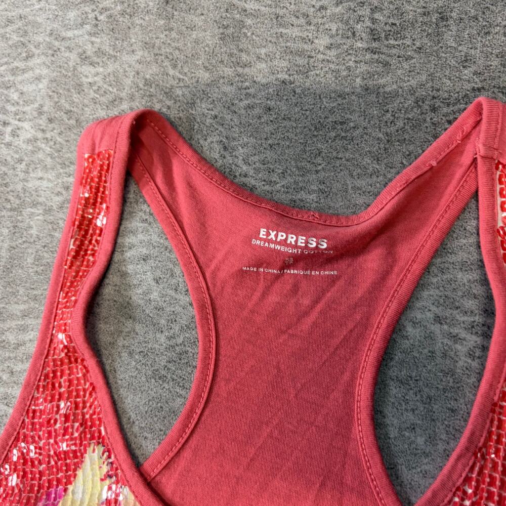 Express Coral Floral Sequin Tank Top - Picture 3 of 6